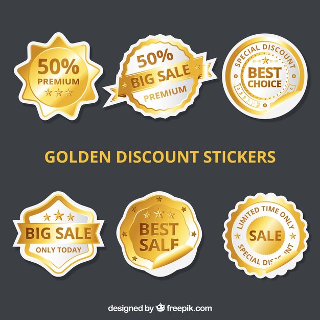 Verkoopsticker in gouden stijl