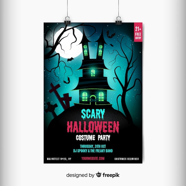 Gratis vector verlaten enge huis halloween-partijvlieger