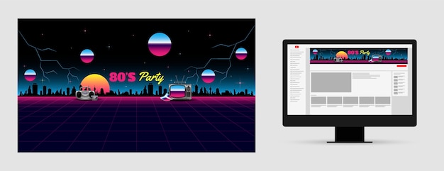 Gratis vector verloop 80s feestviering youtube-kanaalkunstsjabloon