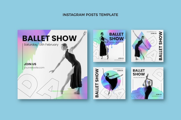 Gratis vector verloop abstracte vloeiende dansshow instagram posts