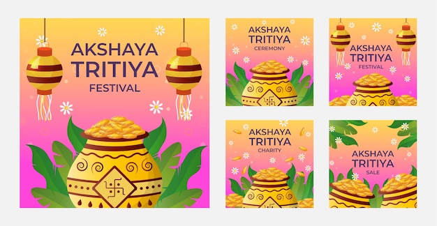 Gratis vector verloop akshaya tritiya instagram posts collectie