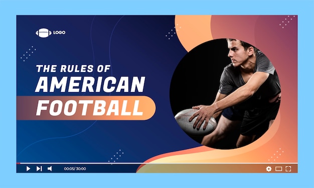 Gratis vector verloop amerikaans voetbal youtube-thumbnail