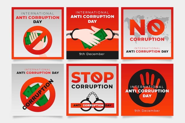 Gratis vector verloop anti-corruptie dag instagram posts collectie