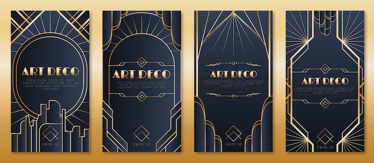 Gratis Vector verloop art deco verhalencollectie
