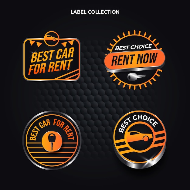 Gratis vector verloop autoverhuurlabels collectie