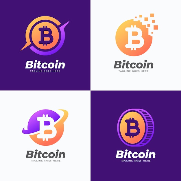 Gratis vector verloop bitcoin-logo's pack