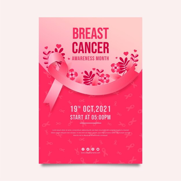 Verloop borstkanker bewustzijn maand verticale poster sjabloon