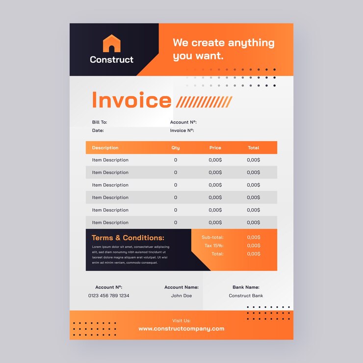 Gratis Vector verloop bouw factuursjabloon