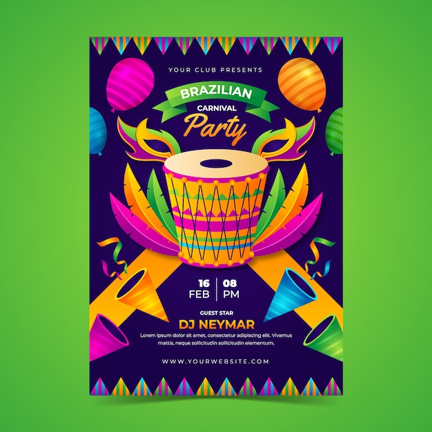 Verloop braziliaans carnaval verticale postersjabloon