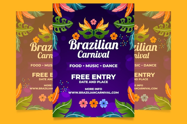 Gratis vector verloop braziliaans carnaval verticale postersjabloon