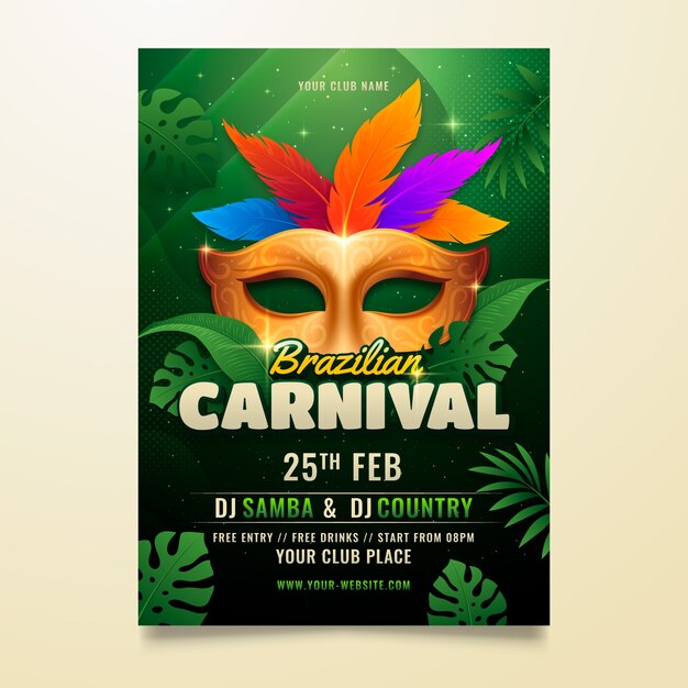 Verloop braziliaans carnaval verticale postersjabloon