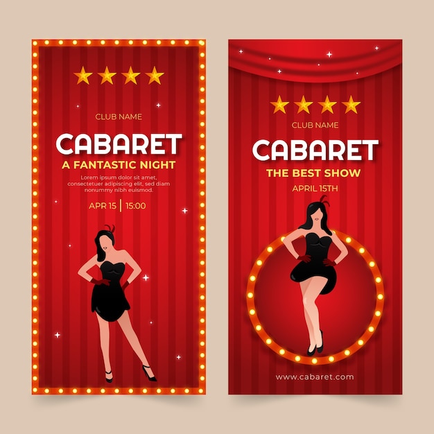 Gratis vector verloop cabaret verticale banners met verlichting