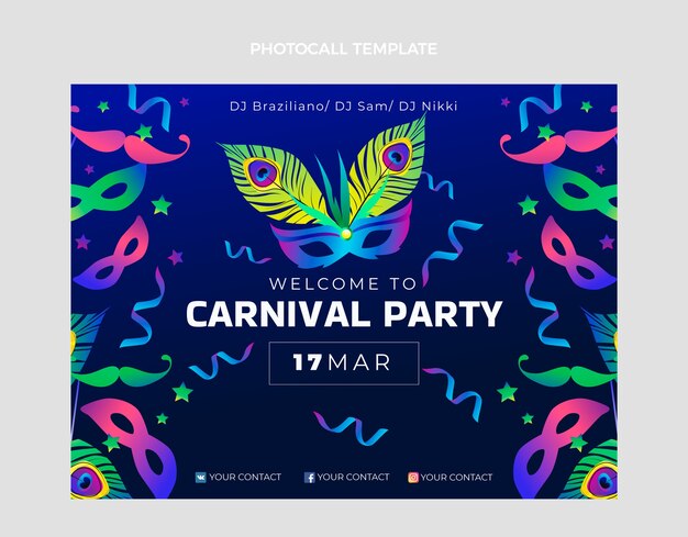 Gratis vector verloop carnaval photocall-sjabloon