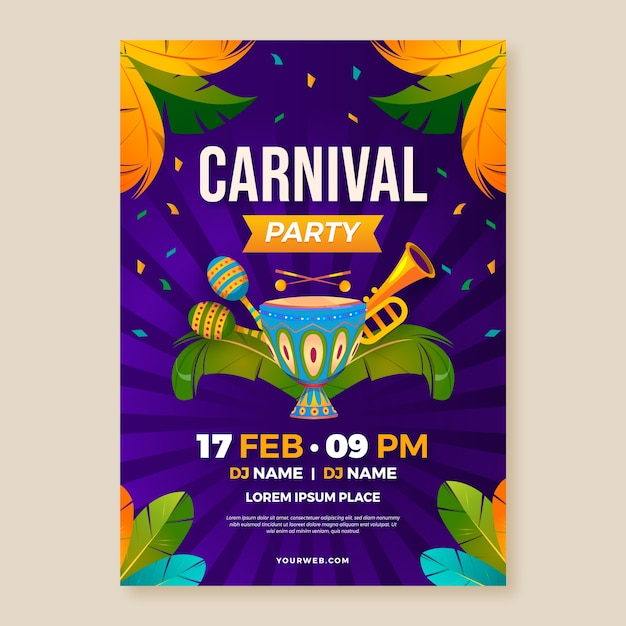 Verloop carnaval verticale flyer-sjabloon