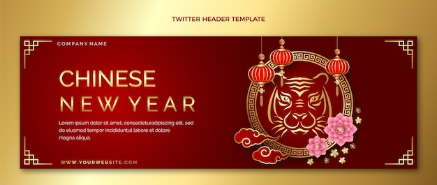 Gratis vector verloop chinees nieuwjaar twitter header