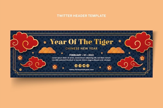 Gratis vector verloop chinees nieuwjaar twitter header