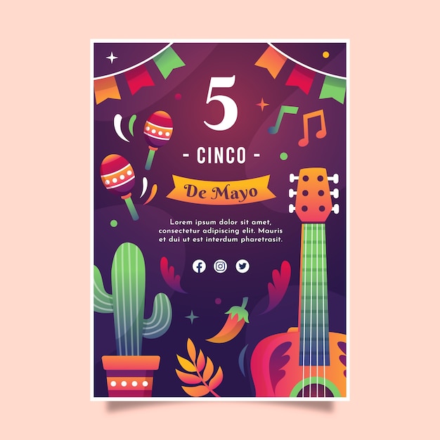 Verloop cinco de mayo verticale postersjabloon