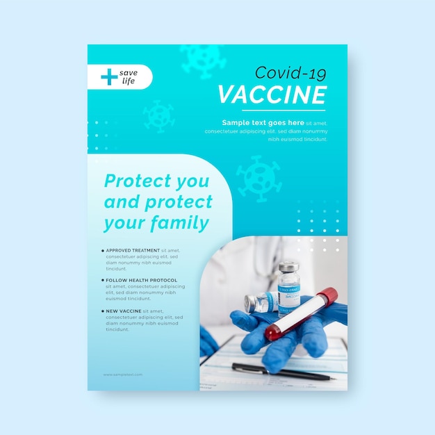 Gratis vector verloop coronavirus vaccinatie verticale flyer-sjabloon