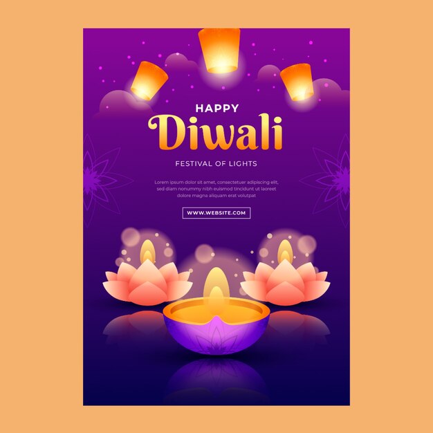 Verloop diwali festival verticale postersjabloon