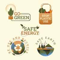 Gratis vector verloop ecologie badge collectie