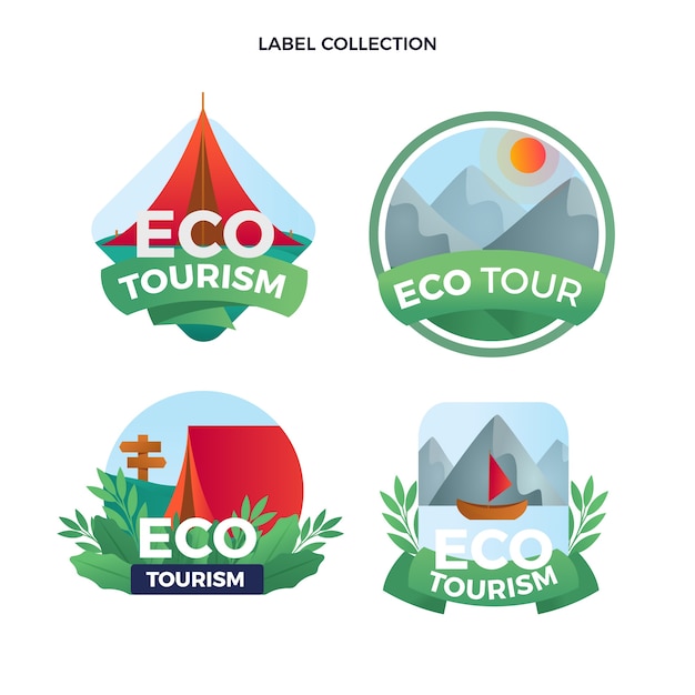 Gratis vector verloop ecotoerisme labels collectie