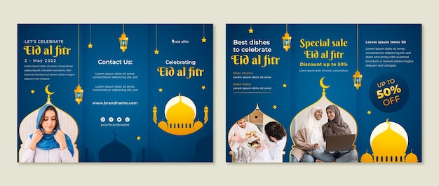 Gratis vector verloop eid al-fitr brochure sjabloon