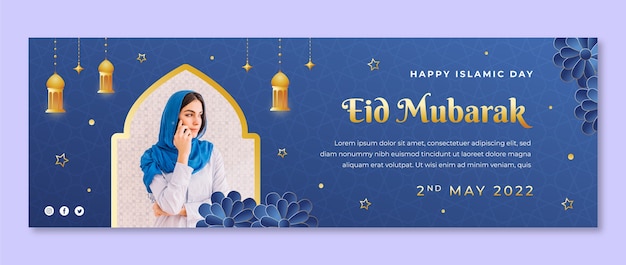 Gratis vector verloop eid al-fitr twitter header