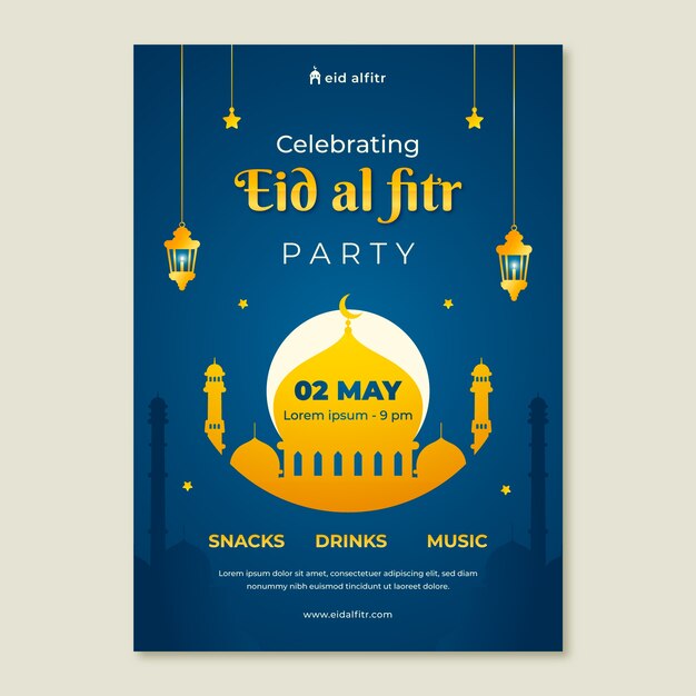 Verloop eid al-fitr verticale postersjabloon