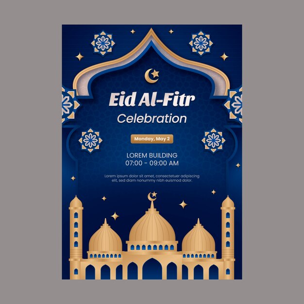 Verloop eid al-fitr verticale postersjabloon