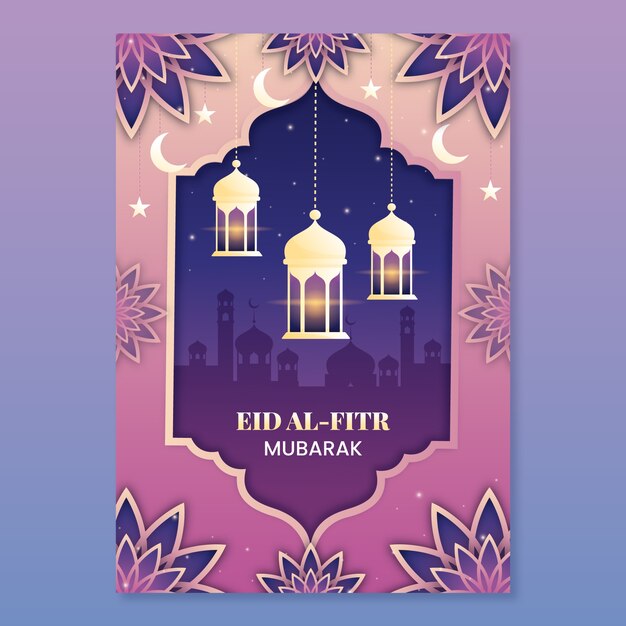 Verloop eid al-fitr wenskaartsjabloon