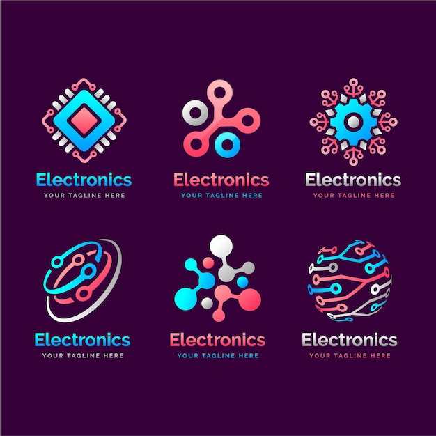 Gratis vector verloop elektronica logo collectie