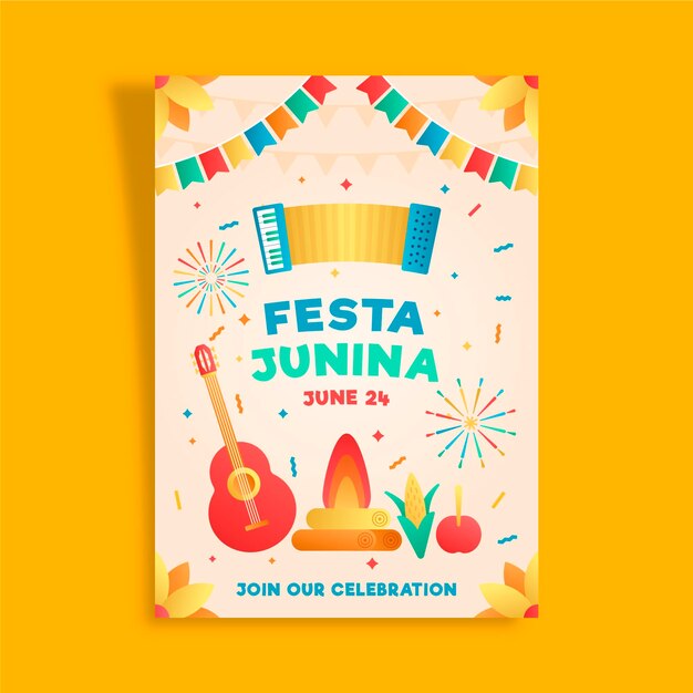 Verloop festa junina verticale poster sjabloon