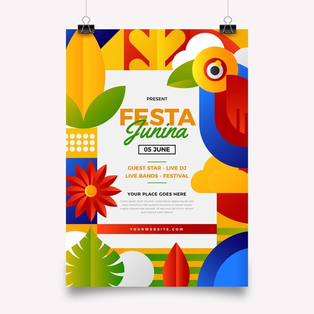 Verloop festa junina verticale poster sjabloon