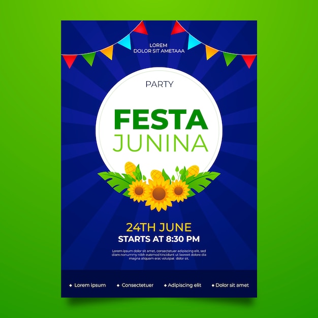 Gratis vector verloop festas juninas flyer sjabloon