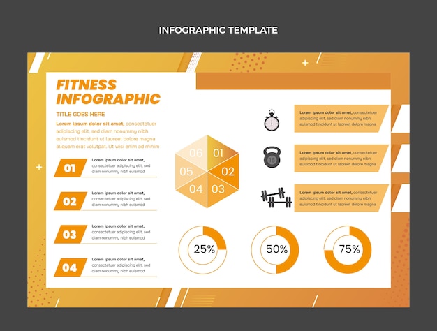 Gratis vector verloop fitness infographic sjabloon