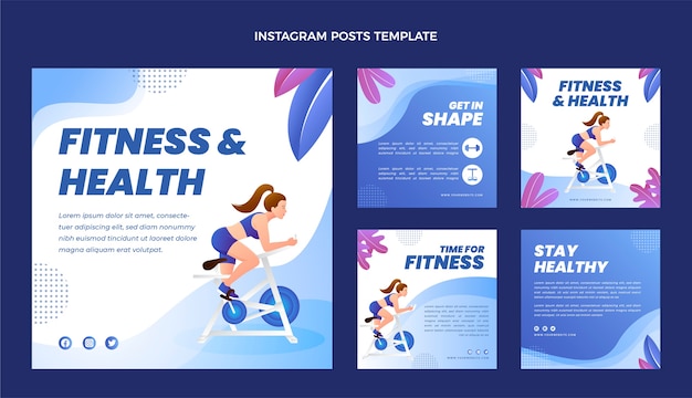 Gratis vector verloop fitness instagram post