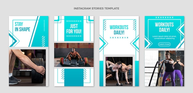 Gratis vector verloop fitness instagram verhalencollectie