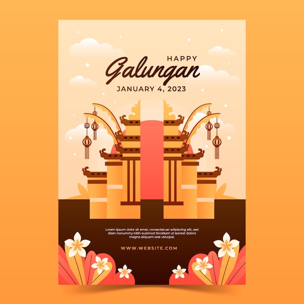 Gratis vector verloop galungan viering verticale poster sjabloon