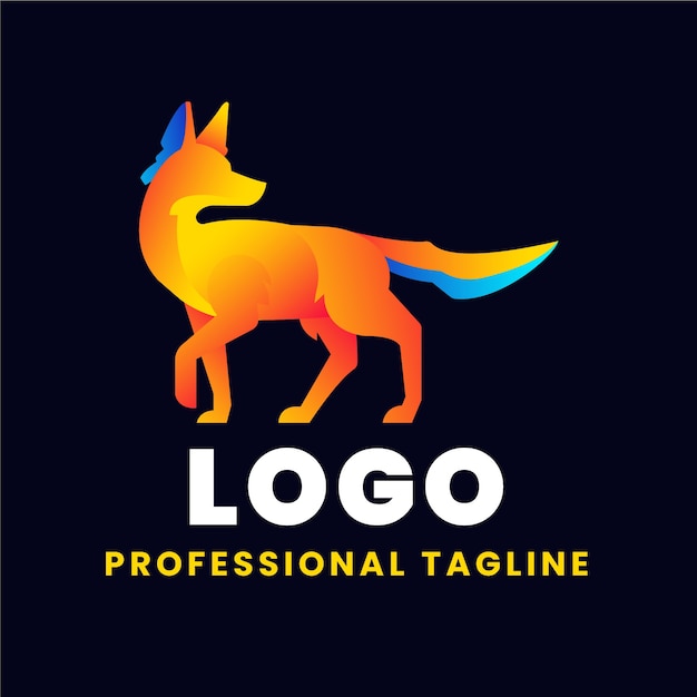 Verloop gekleurde coyote logo sjabloon