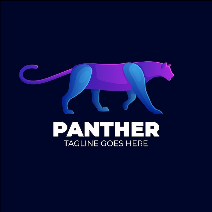 Gratis Vector verloop gekleurde panter logo sjabloon