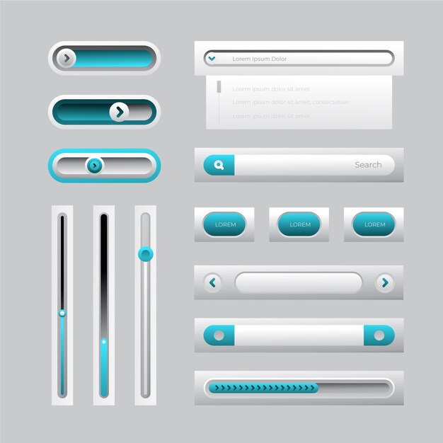 Verloop gekleurde ui kit collectie