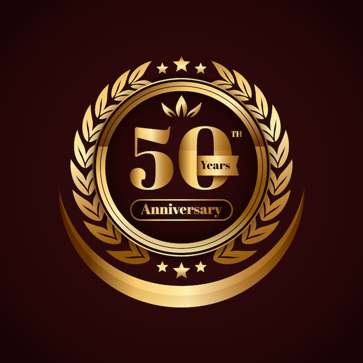 Gratis Vector verloop gouden jubileumlogo