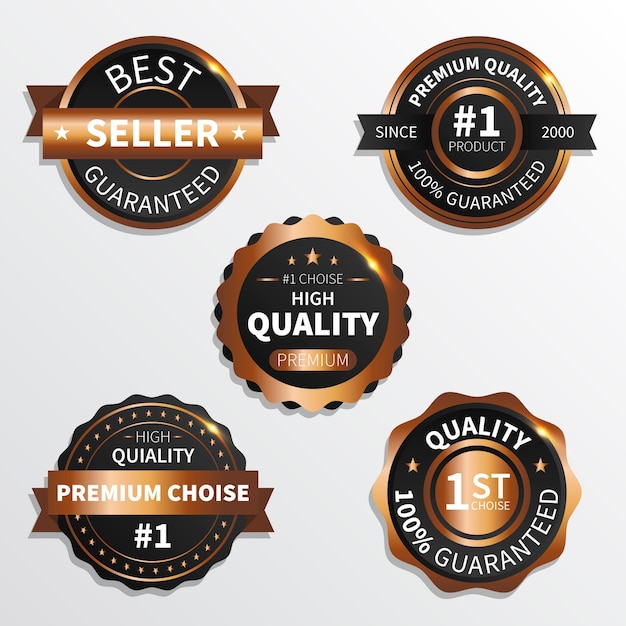 Gratis vector verloop gouden luxe badges collectie