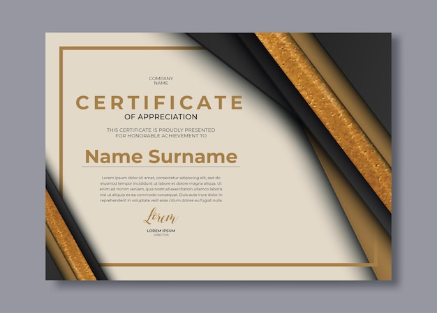 Verloop gouden luxe certificaatsjabloon