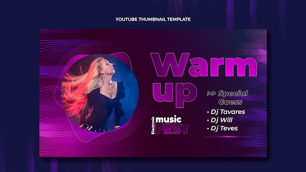 Gratis vector verloop halftoon muziekfestival youtube thumbnail