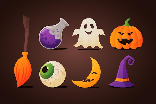 Gratis vector verloop halloween elementen collectie