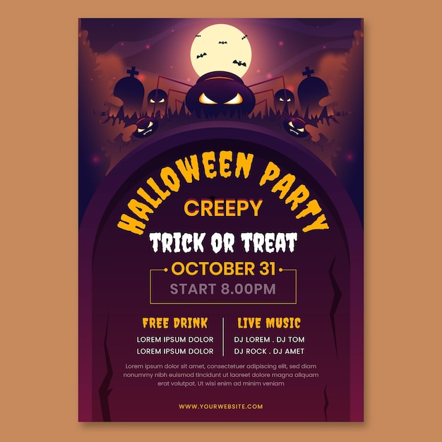 Gratis vector verloop halloween verticale flyer-sjabloon