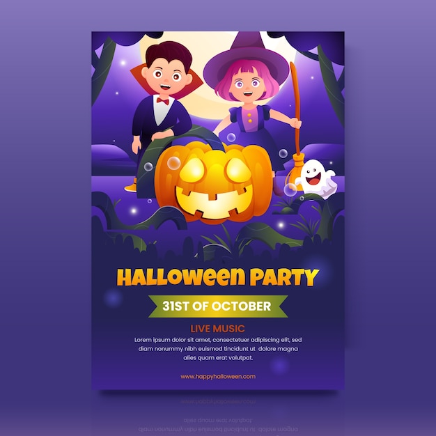 Gratis vector verloop halloween verticale flyer-sjabloon