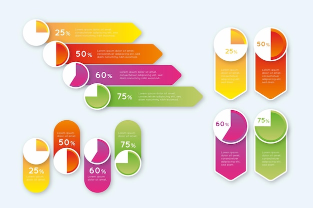 Gratis vector verloop harvey bal diagrammen - infographic