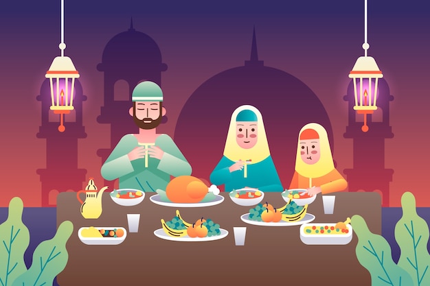 Gratis vector verloop iftar illustratie